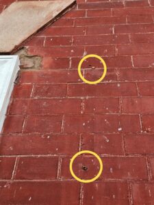Two different pairs of Fasteners were installed directly into the brick faces of this front facade