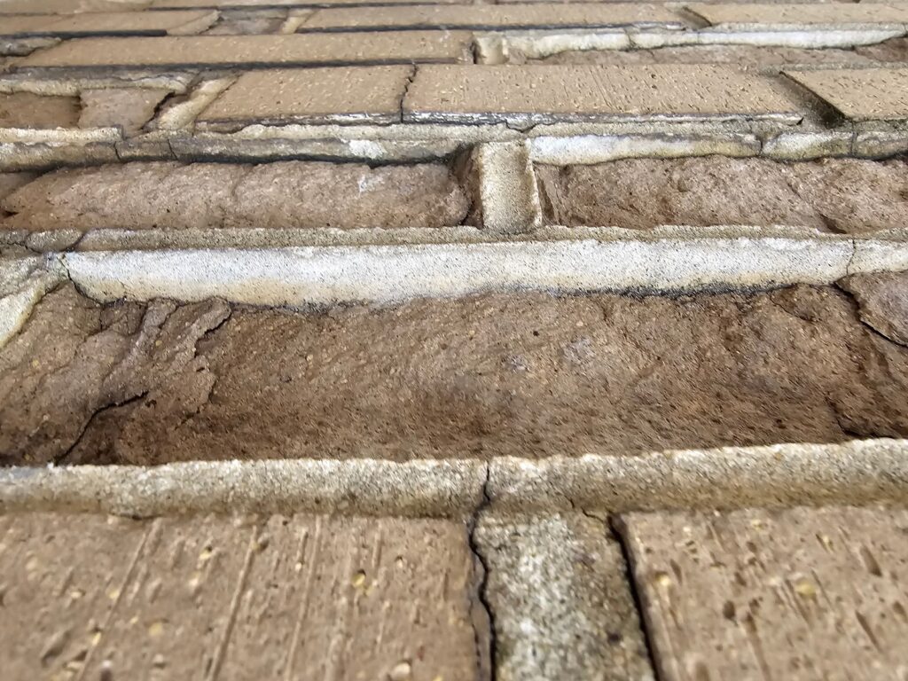 low angle, facing upwards Extreme Brick Spalling