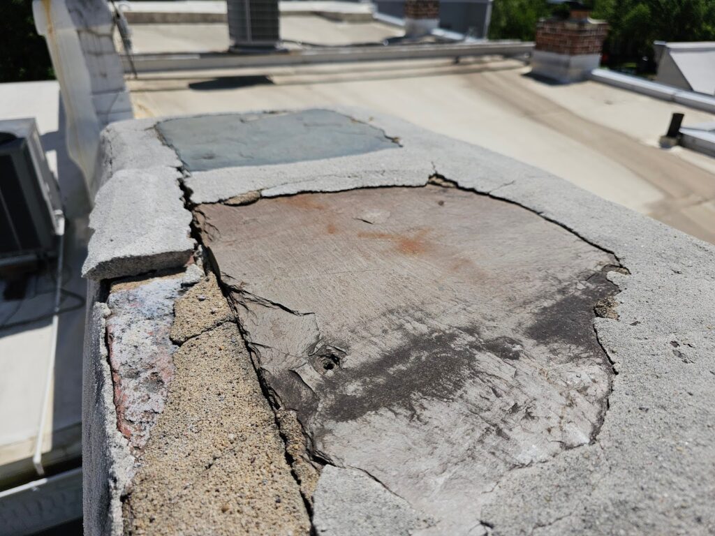 cracks happen to be in the near horizontal area - Old Historic Chimneys