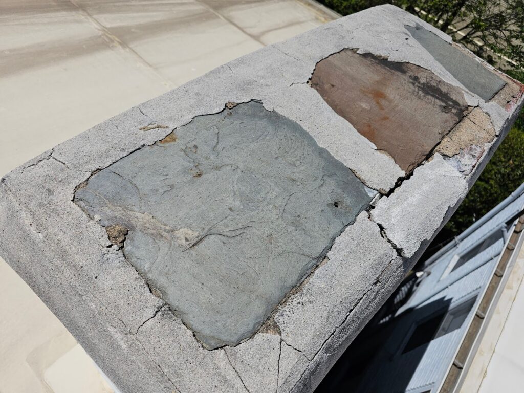 cracks of separation between the dissimilar mortar materials
