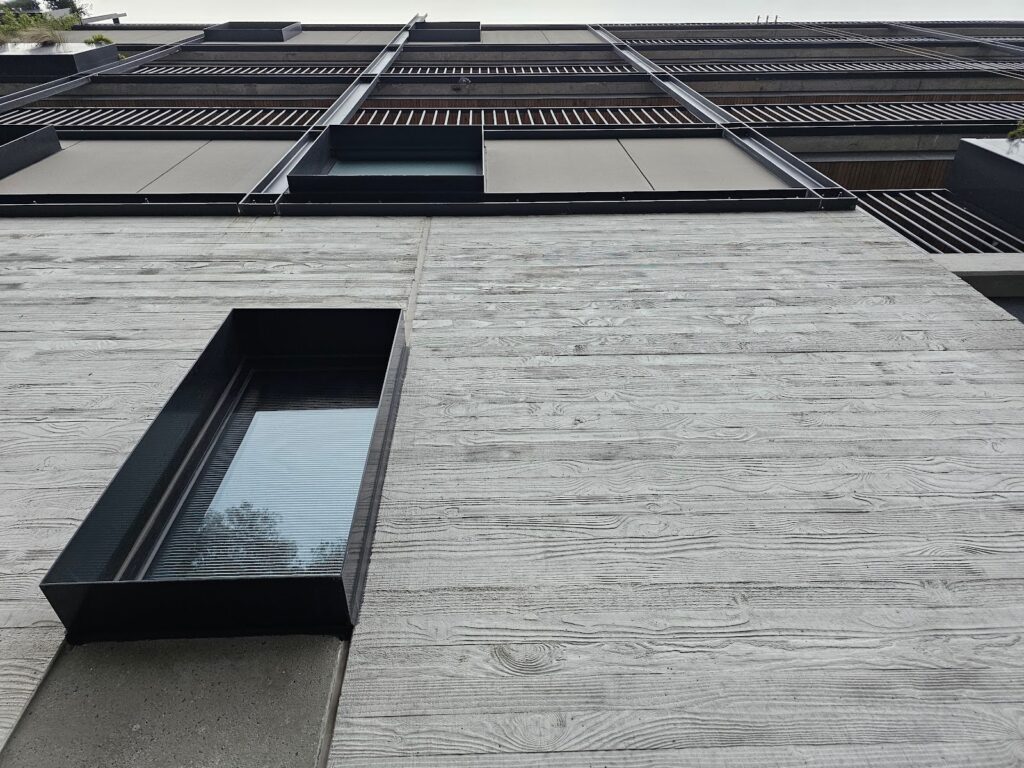 the facade of the building and stand out