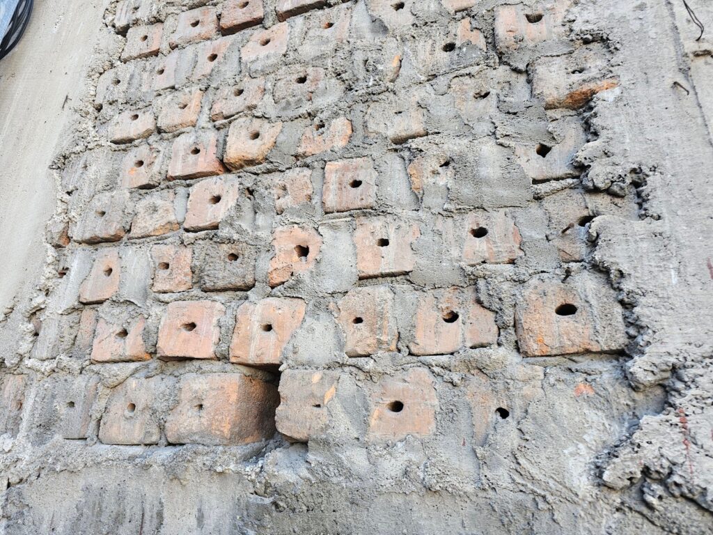 these holes were installed inside of each of the bricks