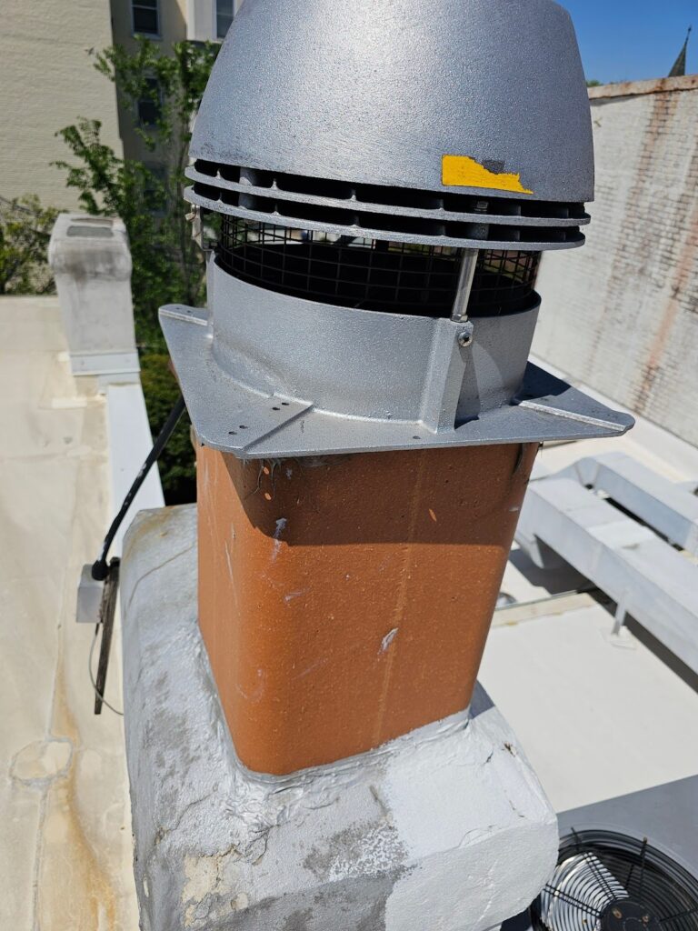 the top of the chimney flue
