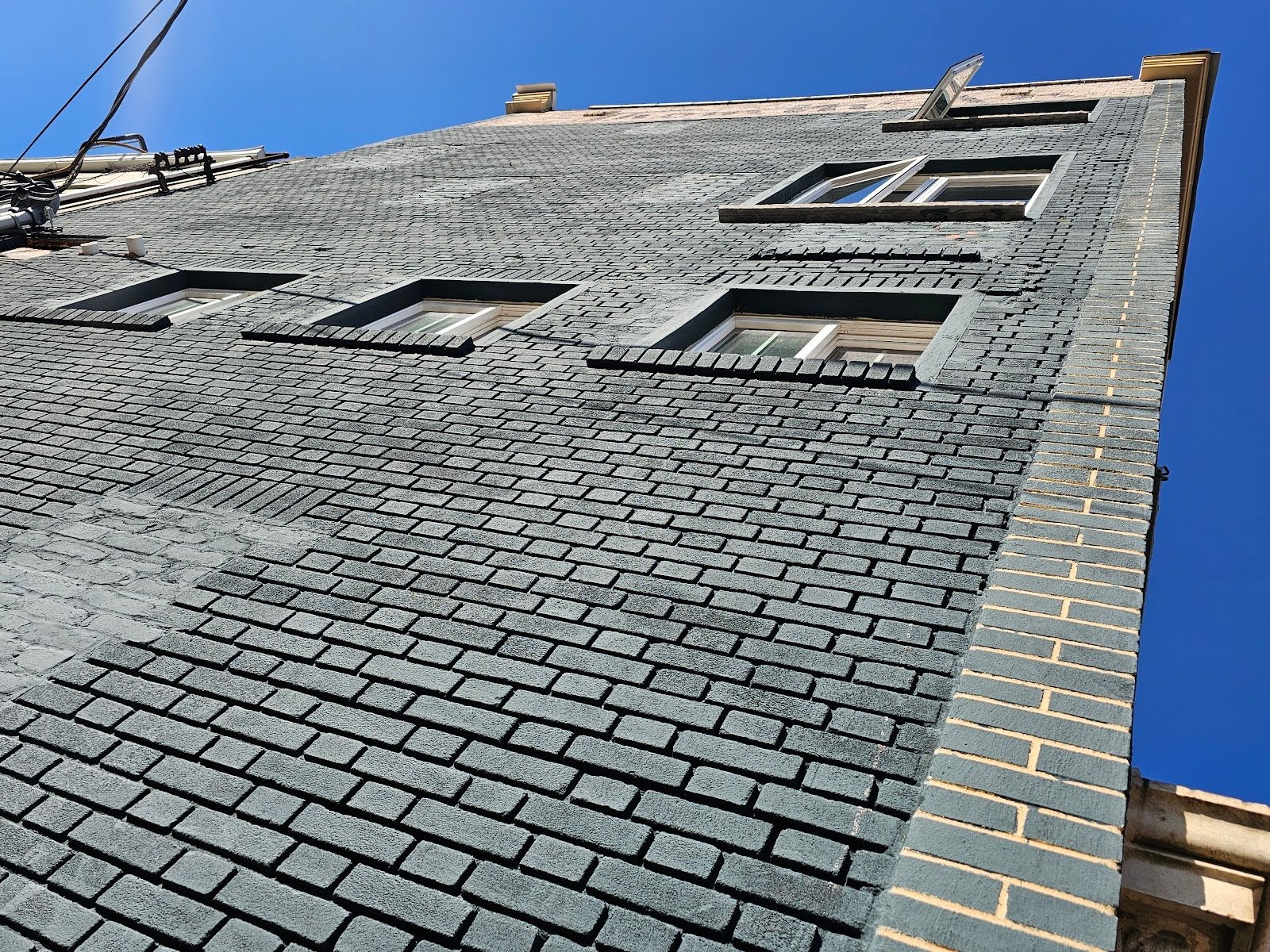 Historic building facade featuring raked masonry joints