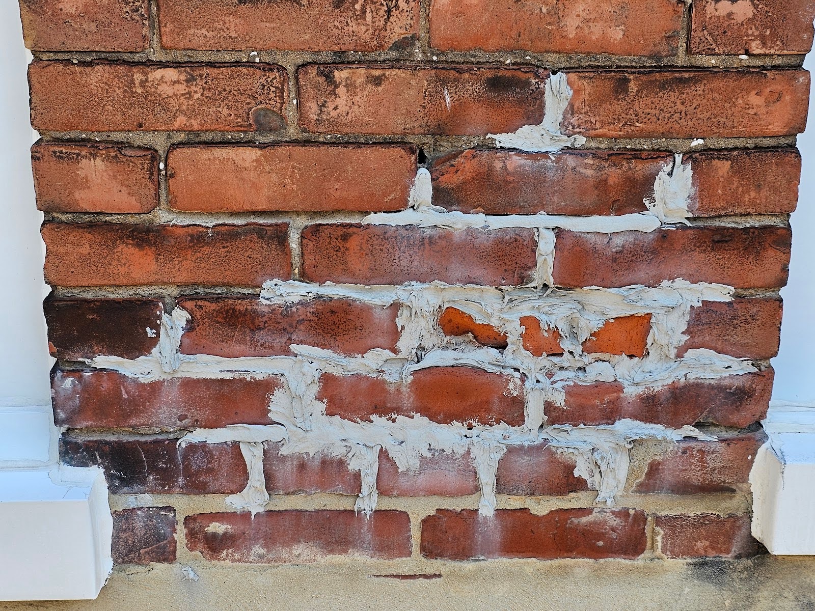 Historic brick masonry is built with bricks from many decades ago