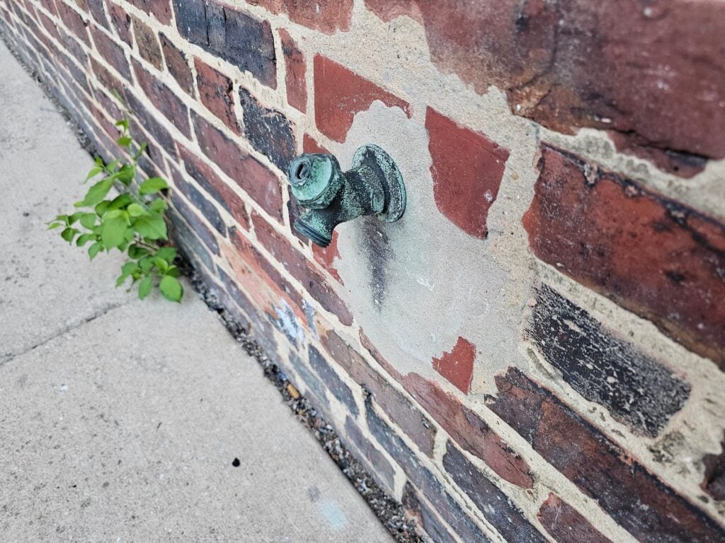 patch has been done at a hose spigot