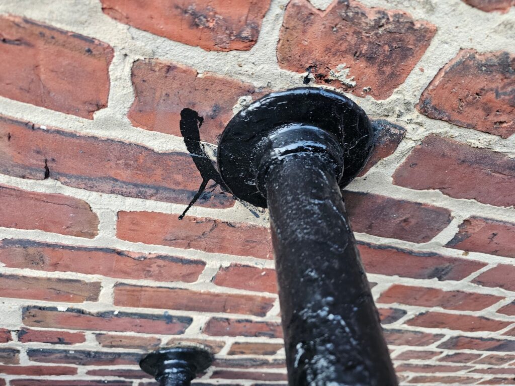 floor flange has been installed at a screw pipe